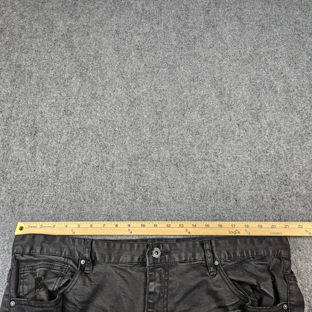 Smoke Rise Mens Distressed Biker Jeans Black Moto Rip Repair Slim Fit 42x32